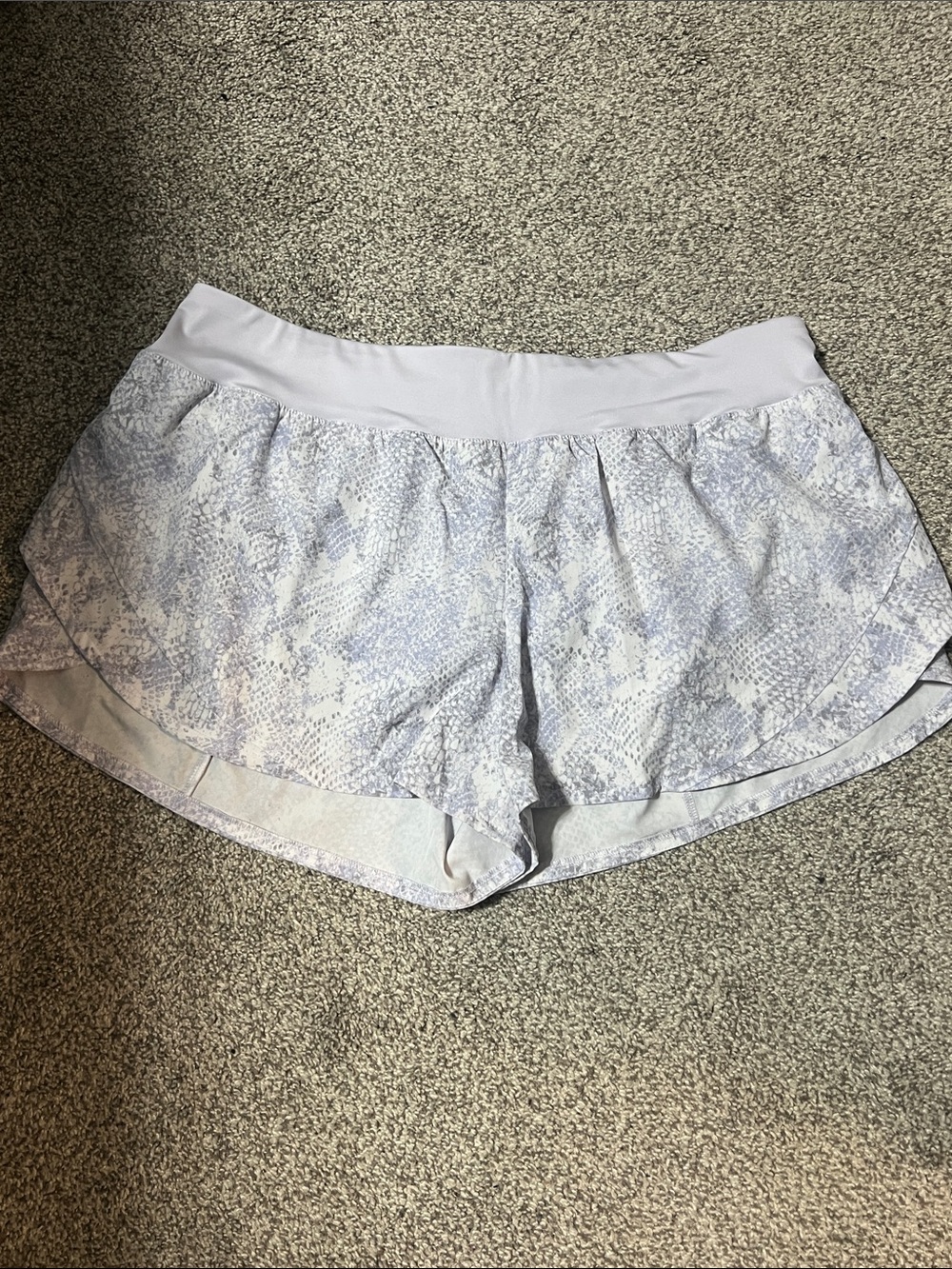 Avia Light Gray and lavender  Snake-Print Athletic Shorts